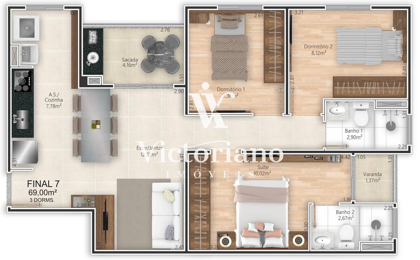 Apartamento à venda com 3 quartos, 69m² - Foto 29